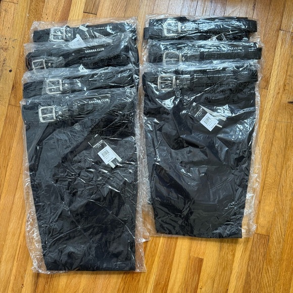 Sahara Club Lot of 7 Boys Black Chino Pants With Belt NWT Style SC-70-27 - Picture 1 of 7